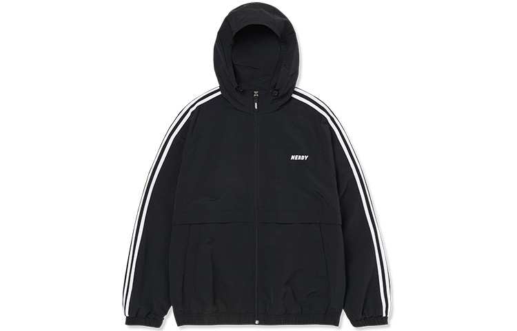 Nerdy NY Series Windproof Hoodie Jacket with Logo Print BLACK Unisex. PNES23WJ0101
