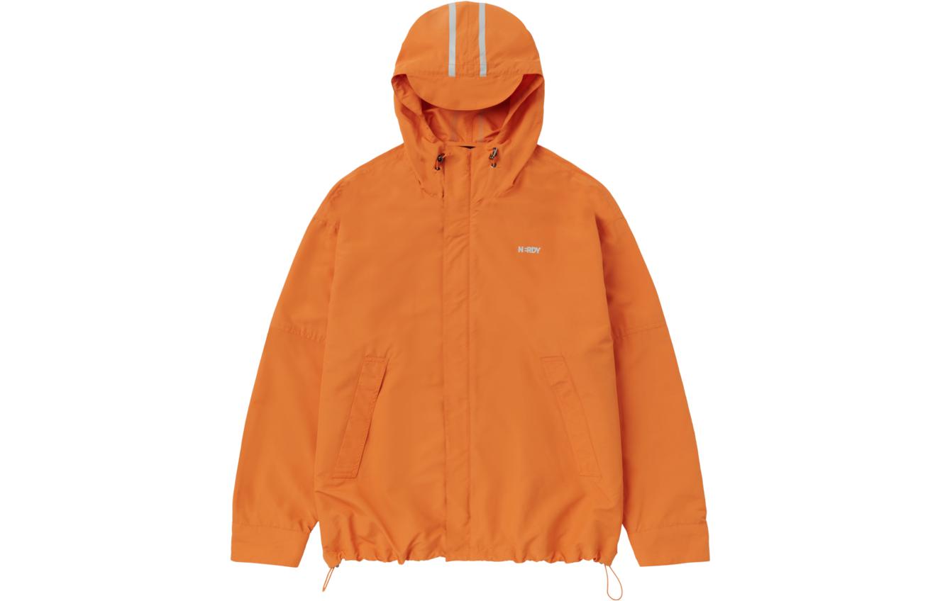 Nerdy Orange Unisex Plain Long Sleeve Hooded Jacket PNES23WJ0906