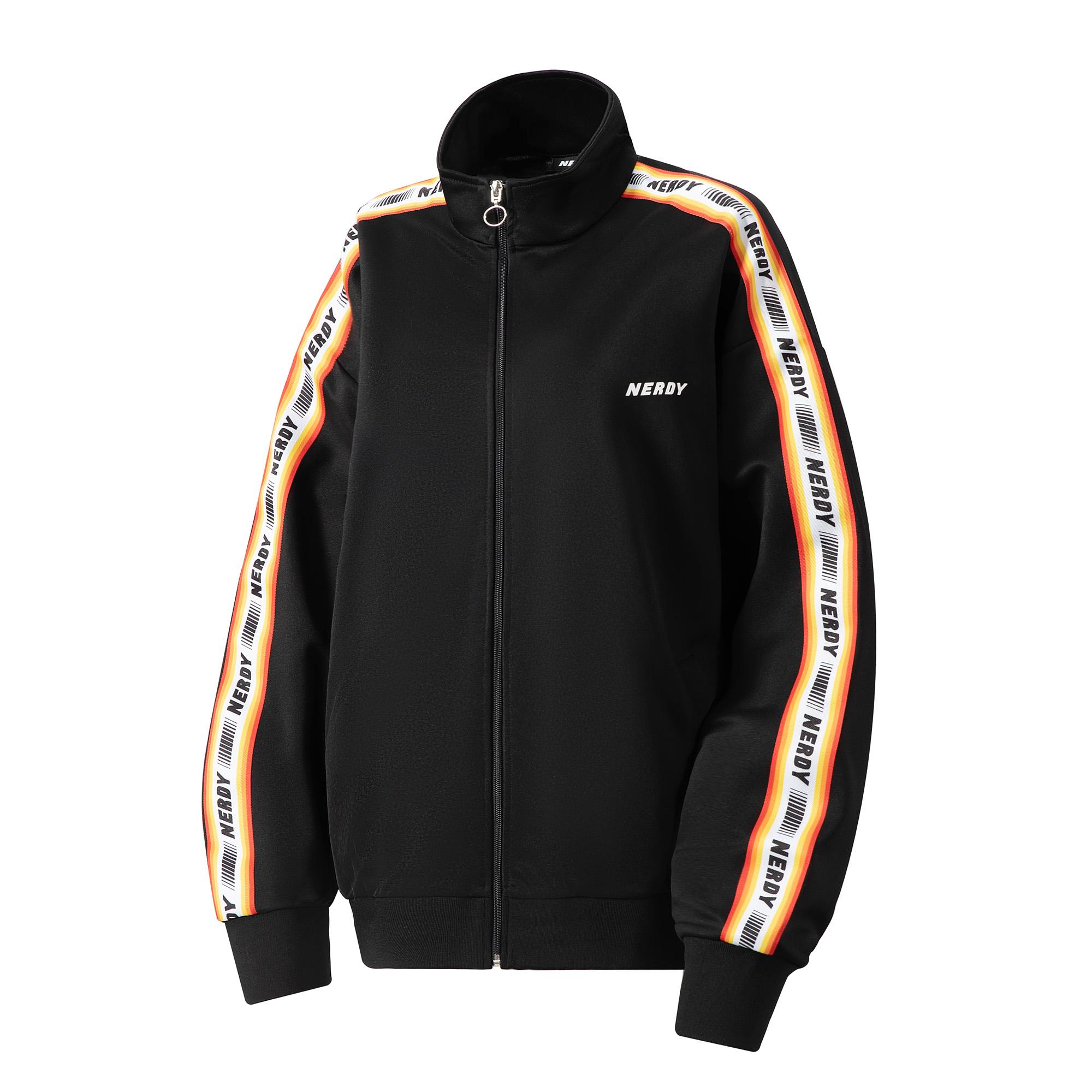 Nerdy Patchwork Logo Casual Sports Jacket Unisex Black PNES20KA1401