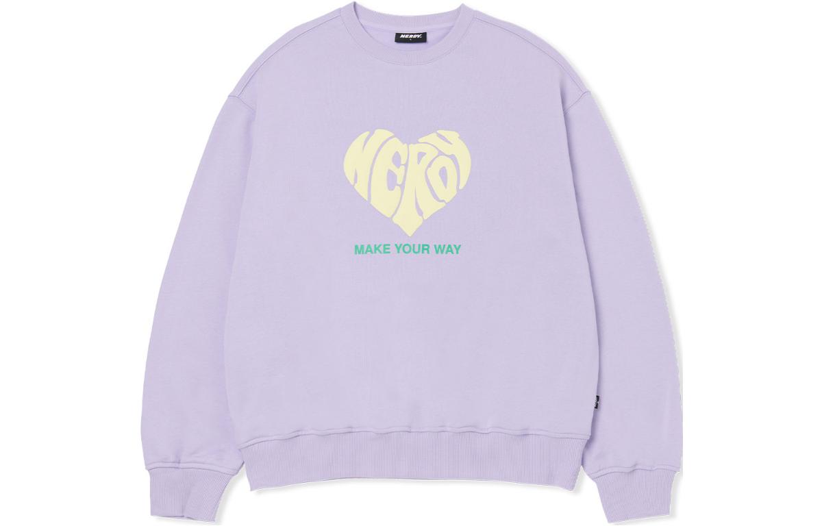 Nerdy Patterned Letter Print Crewneck Pullover Sweatshirt Unisex Purple PNEF22KC153