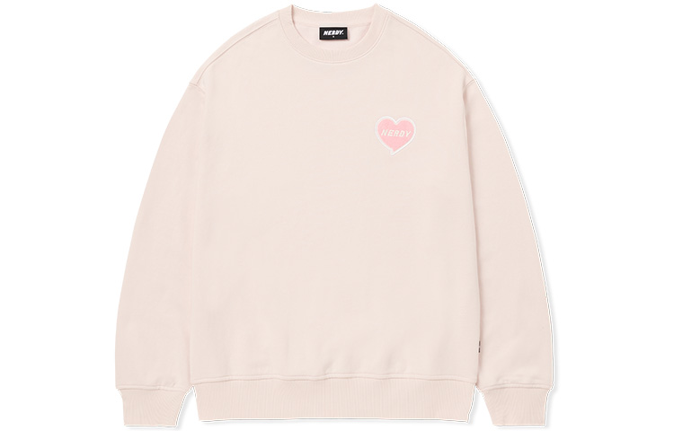 Nerdy Pink Crewneck Sweatshirt with Heart Logo Embroidery - Unisex. PNES23KC1409
