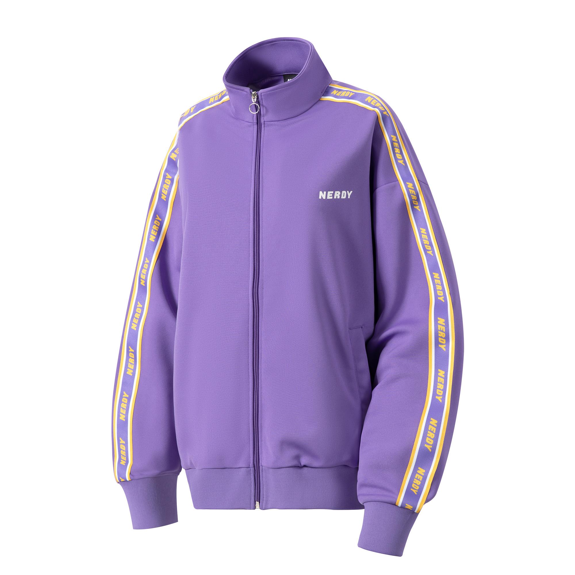 Nerdy Purple Letter Logo Stripe Track Jacket Unisex Fall Edition PNES20KA1417