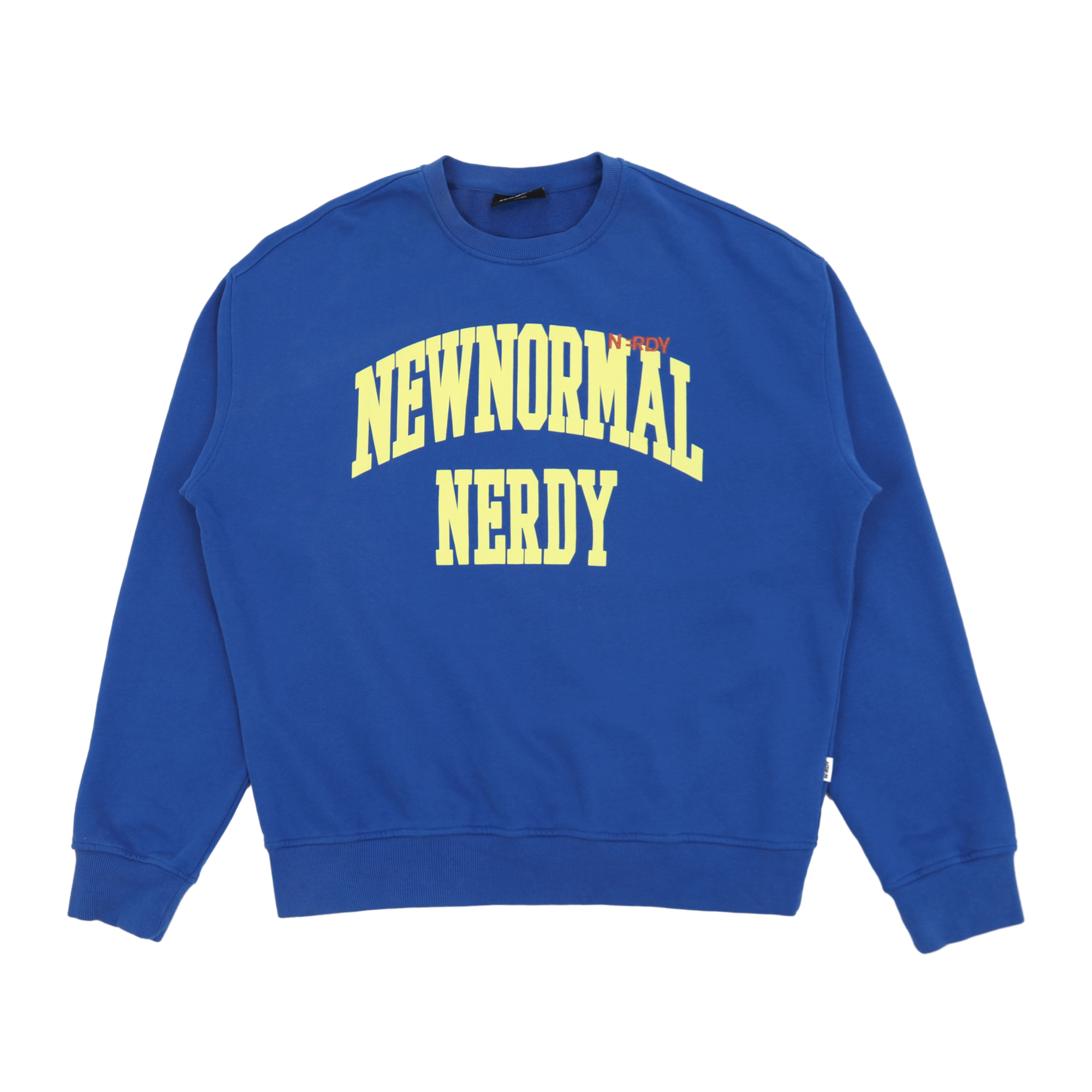 Nerdy Royal Blue Letter Print Crewneck Pullover Sweatshirt Unisex PNED23SW0226