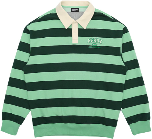 nerdy-small-logo-embroidered-striped-polo-sweatshirt-green-unisex-pnec-23-kt-0110