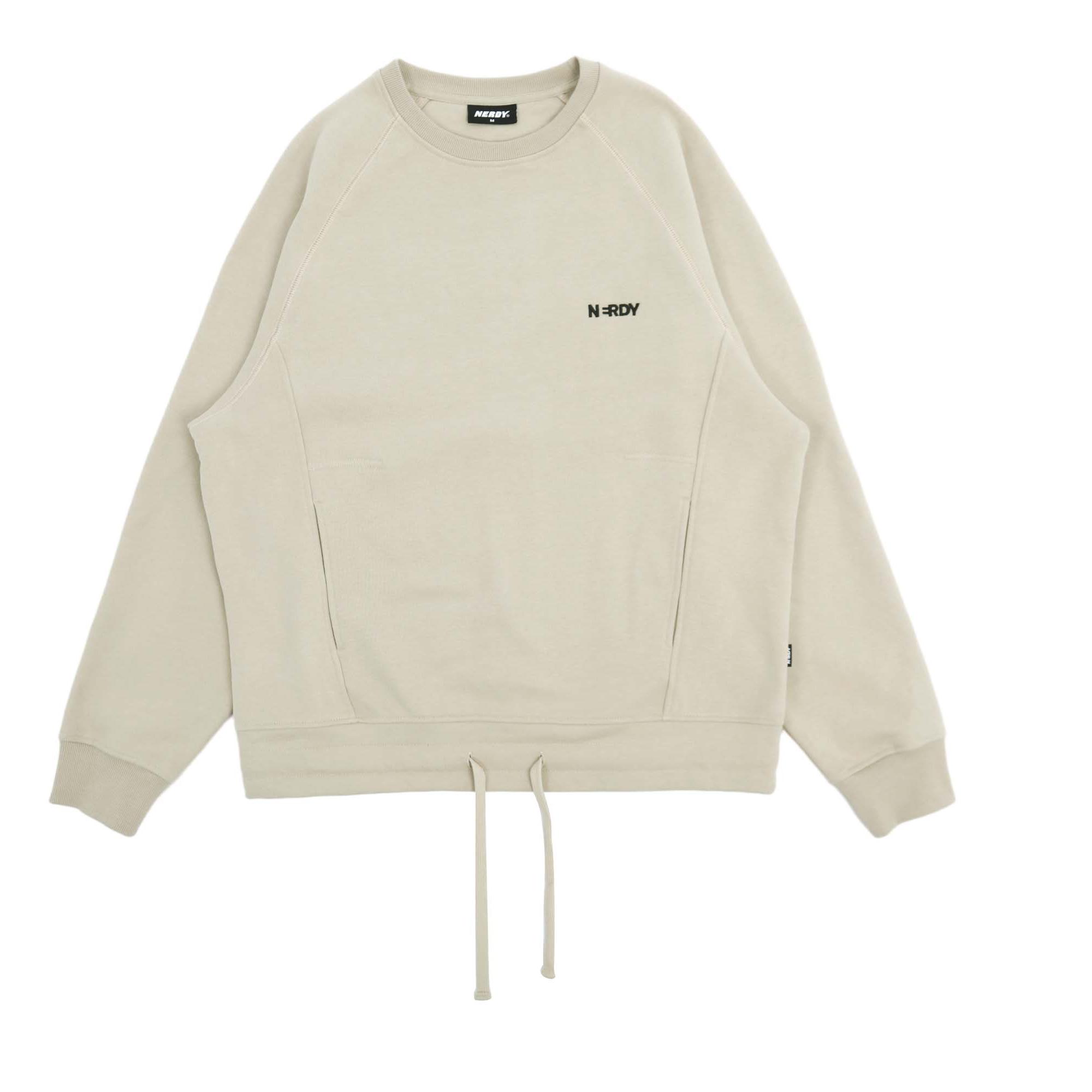 Nerdy Spliced Crewneck Pullover Casual Sweatshirt Unisex Light Beige PNED23SW0130