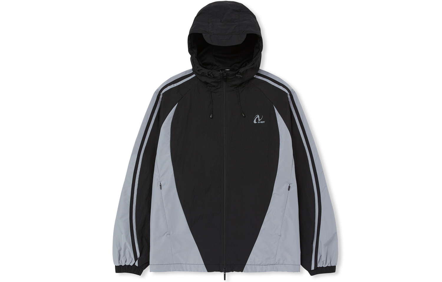 Nerdy Spliced Logo Print Hoodie Jacket Unisex BLACK PNEF23JK0201