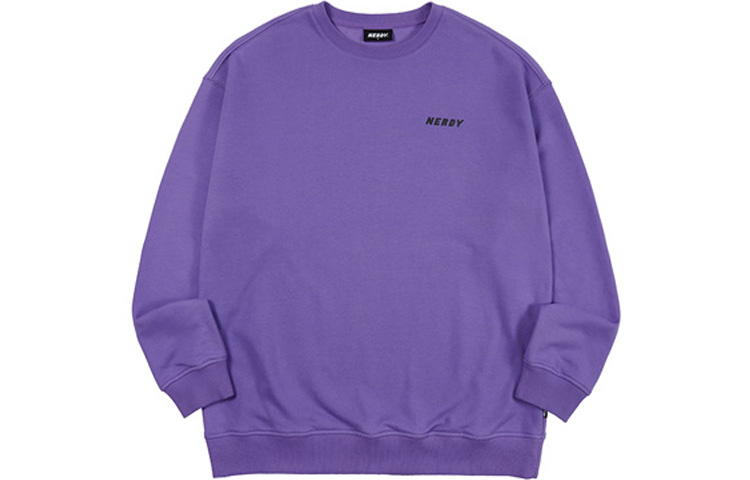 Nerdy SS21 Back Logo Pullover Sweatshirt Purple Unisex Casual Couple Style PNES21KC0717