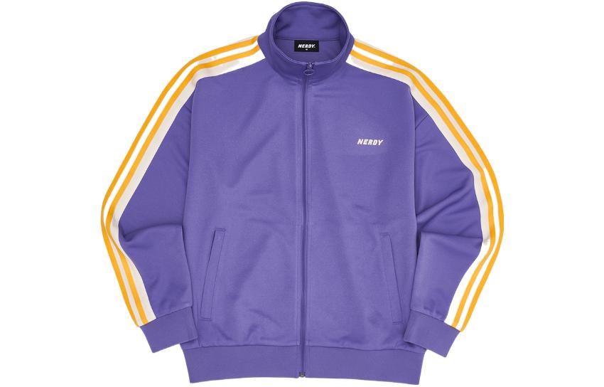 Nerdy SS22 Color-Block Striped Track Jacket Unisex Purple PNES22KA1617