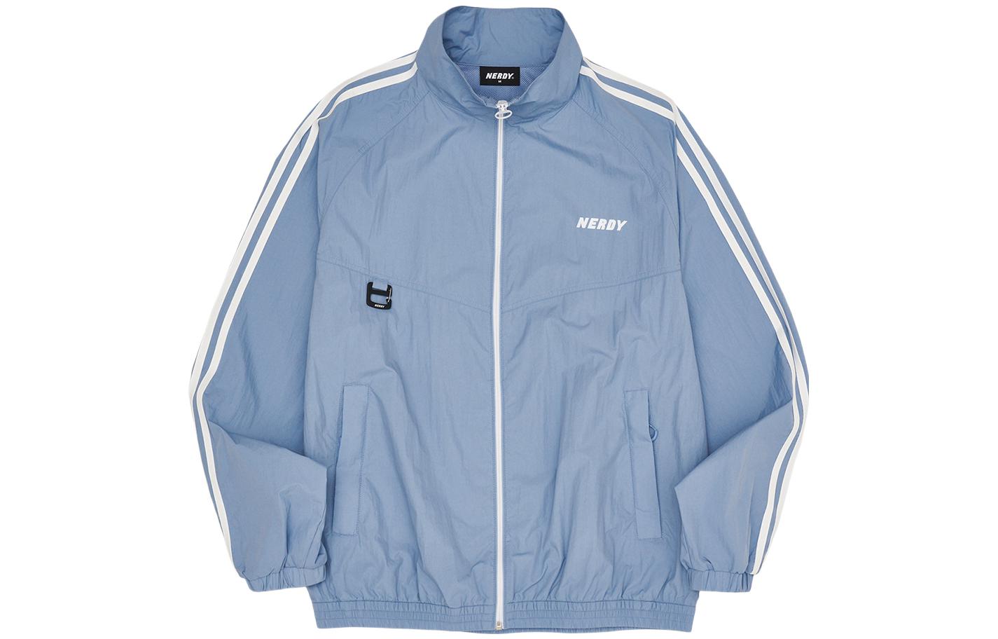 Nerdy SS22 Colorblock Side-Stripe Logo Coach Jacket Unisex Sky Blue Gift Idea PNES22WJ0114