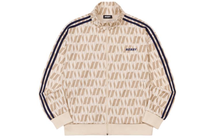 Nerdy SS22 Cream All-Over Logo Track Jacket Unisex PNES21KA2102