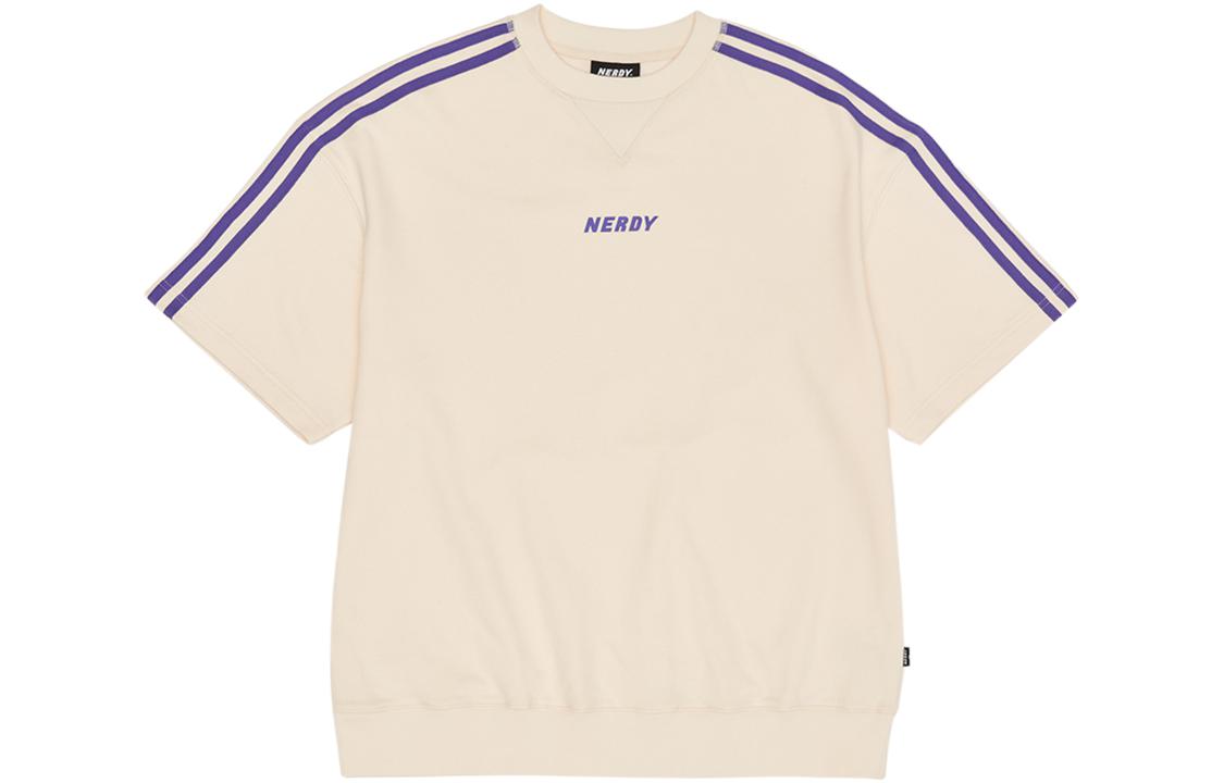 Nerdy SS22 Cream Logo Short-Sleeve Sweatshirt Unisex. PNES22KG0702