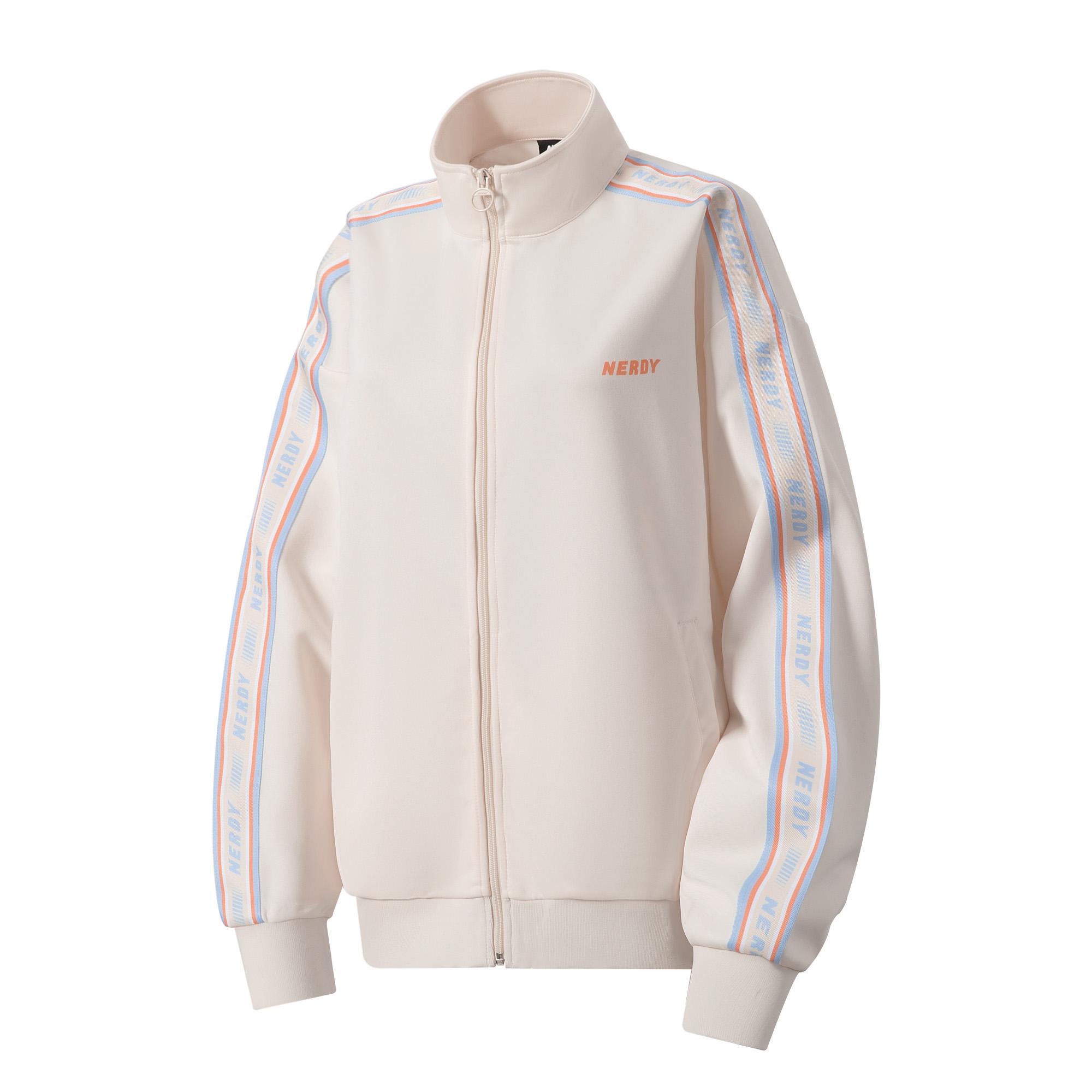 Nerdy SS22 Cream Side Logo Tape Zip-Up Track Jacket Unisex PNES22KA0102