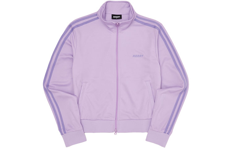 Nerdy SS22 Double Stripe Relaxed Short Sports Jacket Unisex Light Purple PNES22KA0436