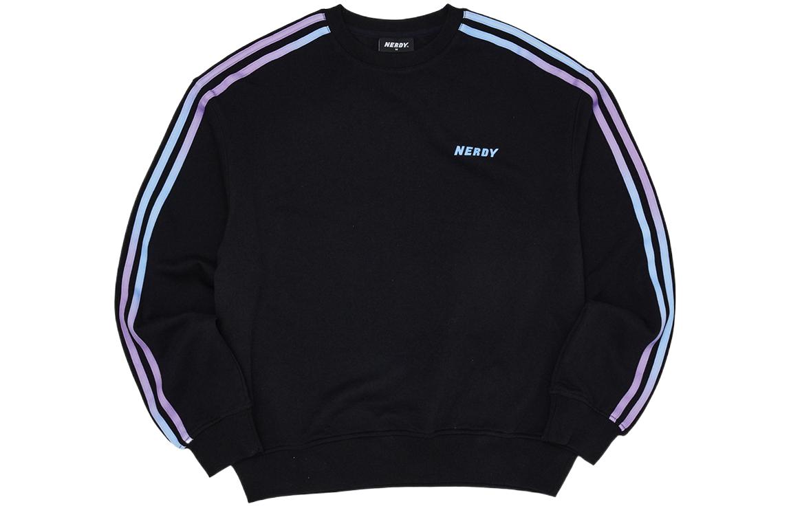 Nerdy SS22 Gradient Stripe Crewneck Sweatshirt Unisex Black PNES22KC1001