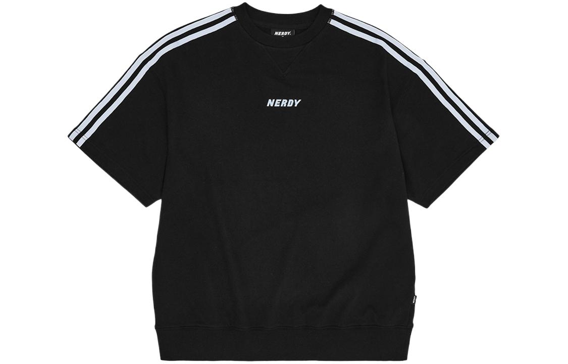 Nerdy SS22 Letter Logo Short Sleeve Sweatshirt Unisex BLACK PNES22KG0701