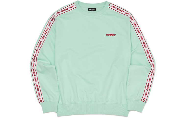 Nerdy SS22 Mint Green Logo Pullover Sweatshirt Unisex with Side Stripes PNES22KC0812