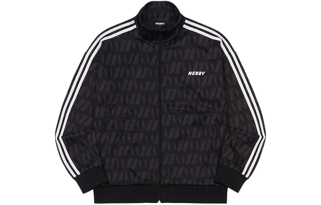 Nerdy SS22 Monogram Logo Track Jacket Unisex Black PNES21KA2101