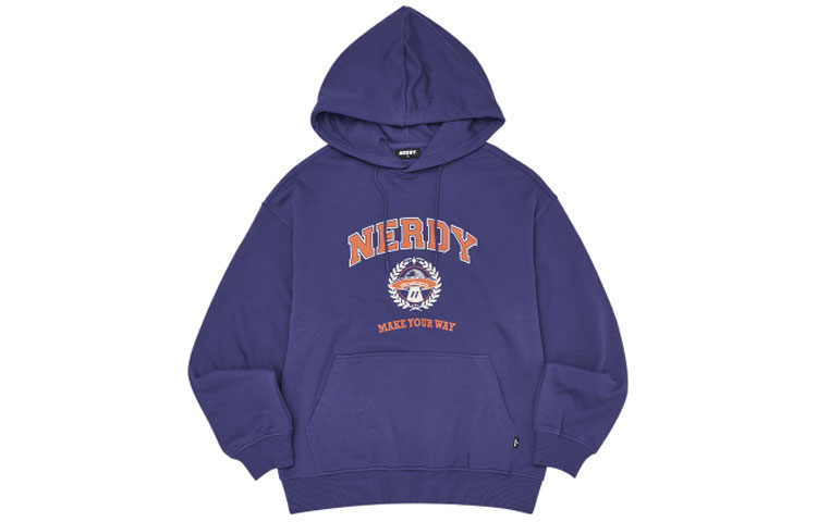 Nerdy SS22 Navy Blue Letter Print Long Sleeve Sweatshirt Unisex PNES22KE1216