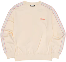 Nerdy SS22 Side Logo Tape Loose Sweatshirt Unisex Cream Color. PNES22KC0802 Nerdy SS22 Side Logo Tape Loose Sweatshirt Unisex Cream Color. PNES22KC0802
