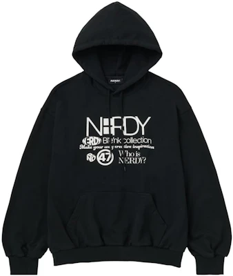 Nerdy SS23 黑色字母印花寬鬆連帽衫 男女休閒風格 PNES23KE6101 Buy Nerdy SS23 黑色字母印花寬鬆連帽衫 男女休閒風格 PNES23KE6101