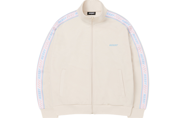 Nerdy SS23 Checkerboard Letter Logo Loose Jacket Cream Unisex PNES23KA0202-1