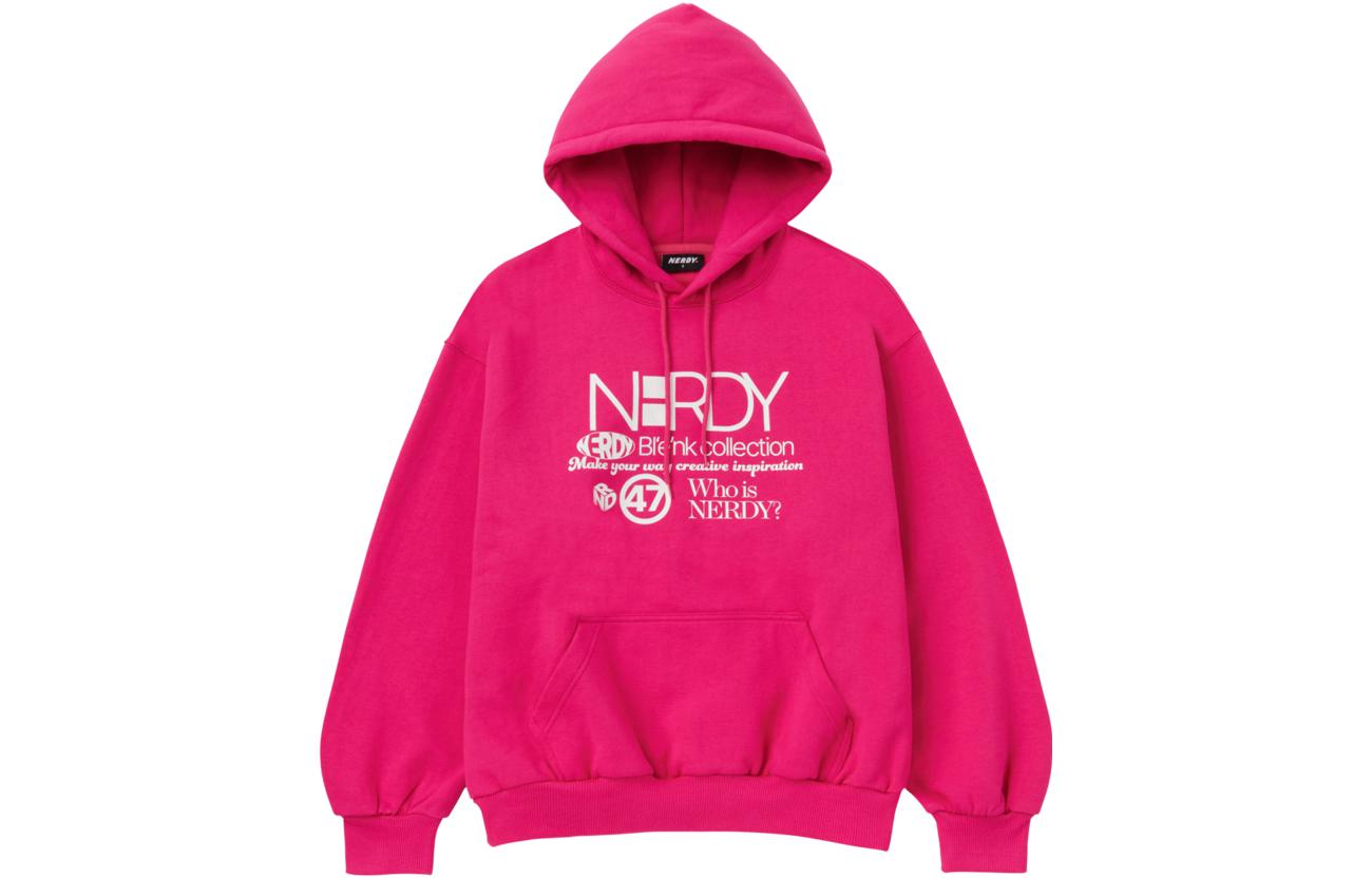 Nerdy SS23 Letter Print Loose Fit Hoodie Unisex - Rose Pink PNES23KE6128