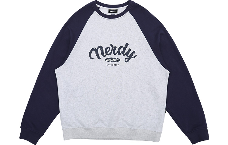 Nerdy SS23 Logo Colorblock Raglan Sleeve Crewneck Sweatshirt Navy Unisex PNEC23KC0316