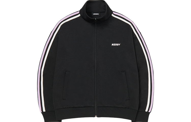 Nerdy SS23 Logo Double-Bar Stand Collar Jacket Unisex BLACK PNES23KA0101
