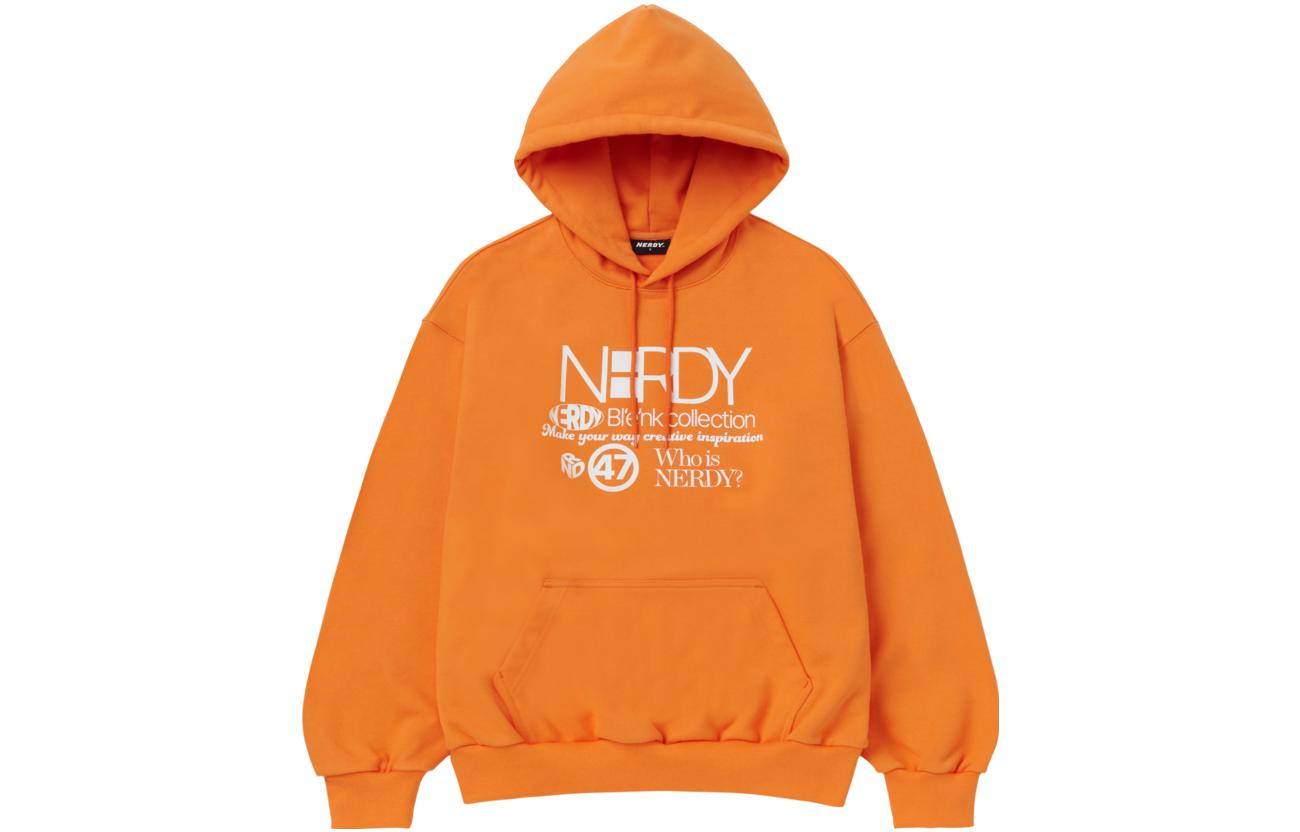 Nerdy SS23 Orange Letter Print Relaxed Fit Hoodie Unisex Casual PNES23KE6106