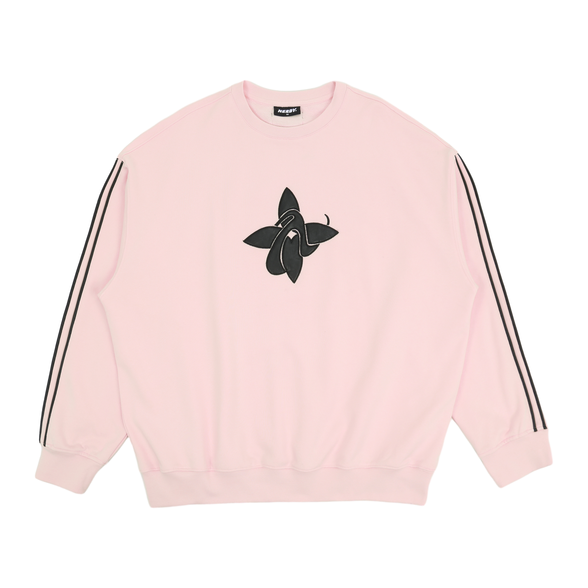 Nerdy SS24 Jasmine Cream Stripe Geometric Print Crewneck Sweatshirt Pink Unisex PNEC24SW0815