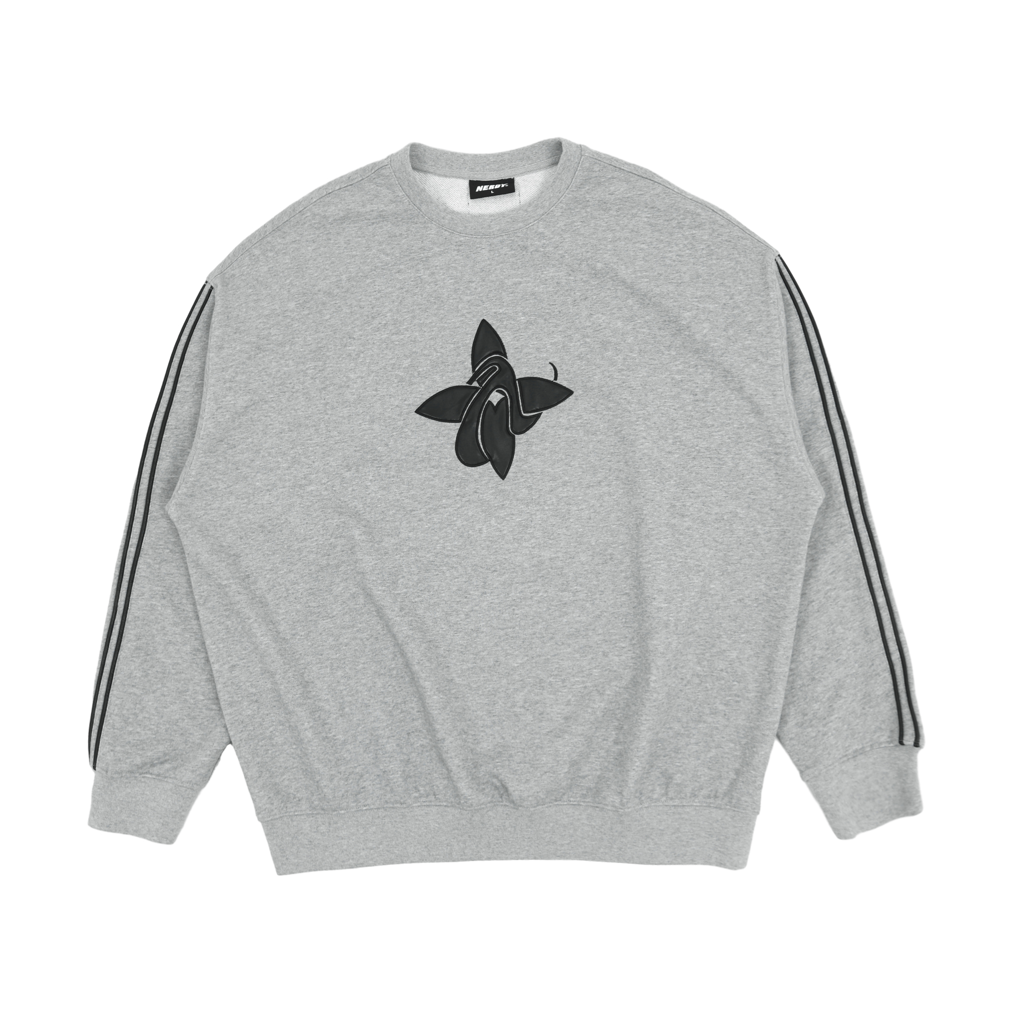 Nerdy SS24 Jasmine Milky White Geometric Crewneck Sweatshirt Unisex Grey PNEC24SW0819