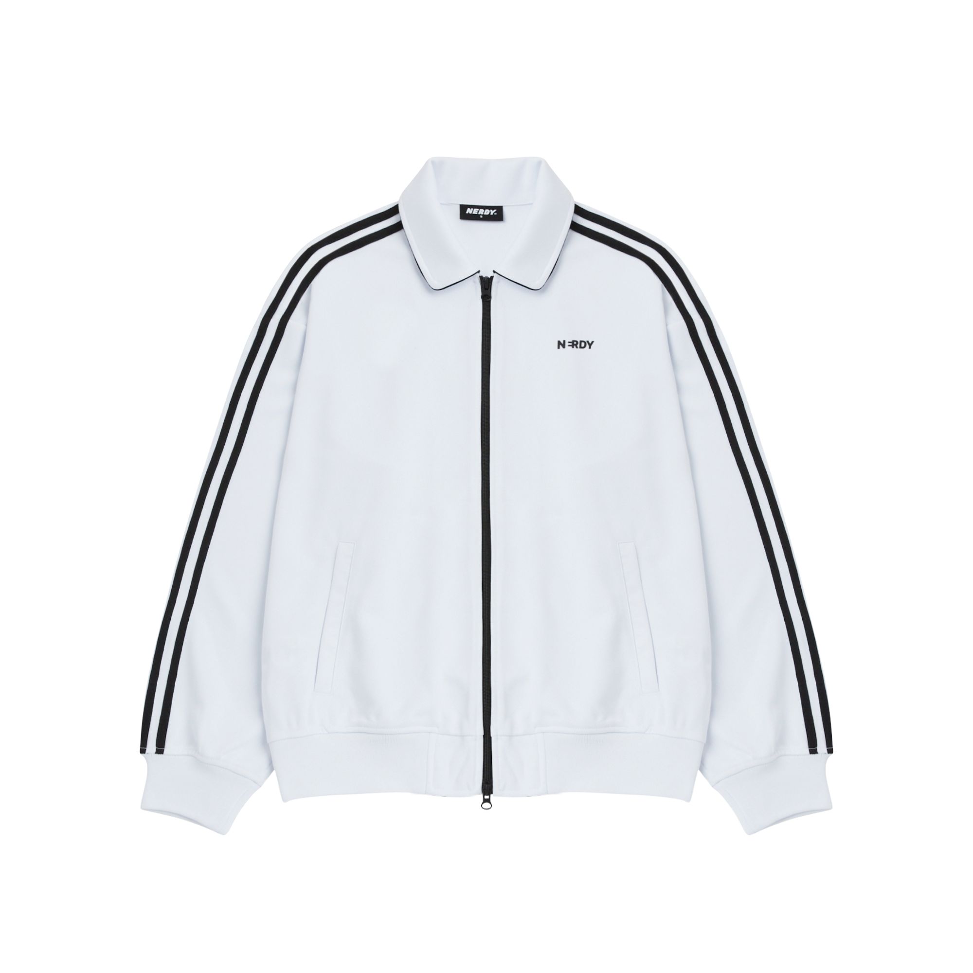 Nerdy SS24 Letter Logo Print Zip Jacket Unisex - White PNES24TR0300