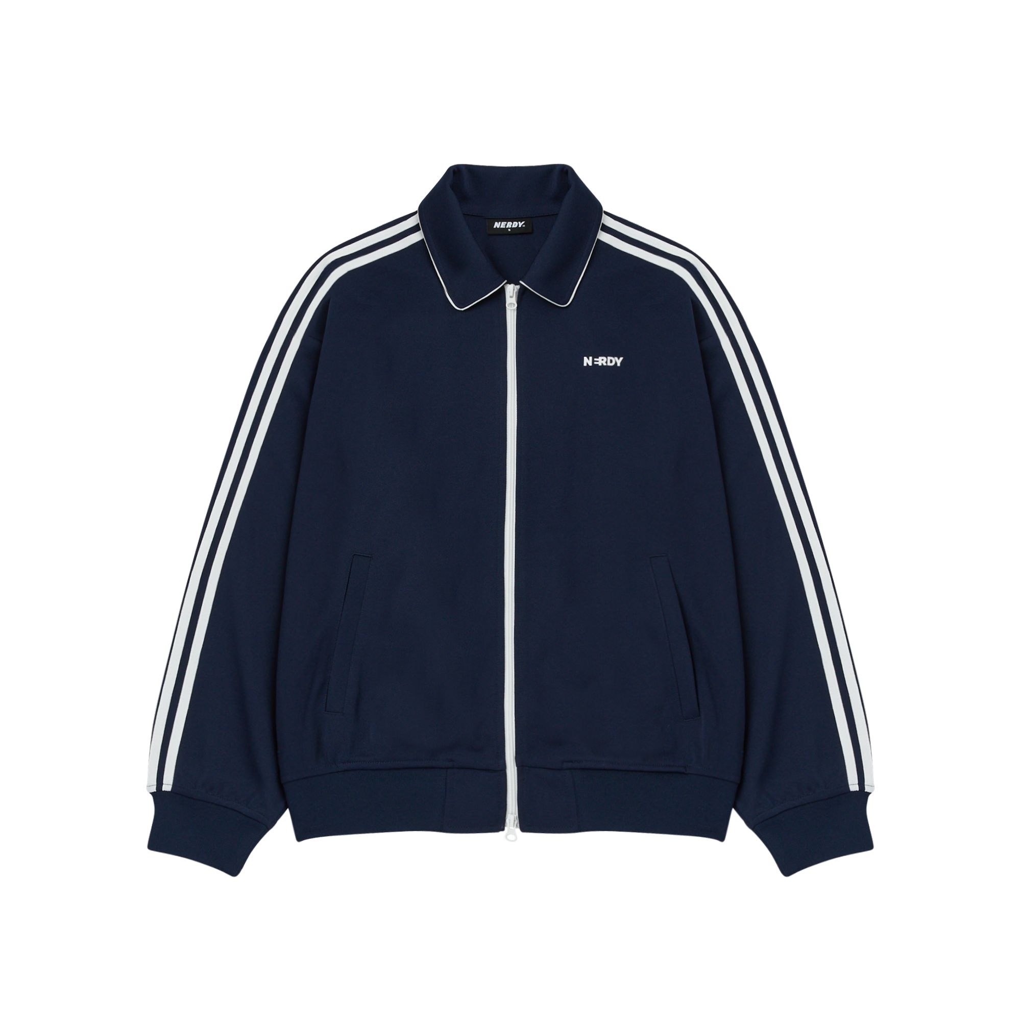 Nerdy SS24 Letter Logo Zip Jacket Unisex - Deep Blue PNES24TR0316