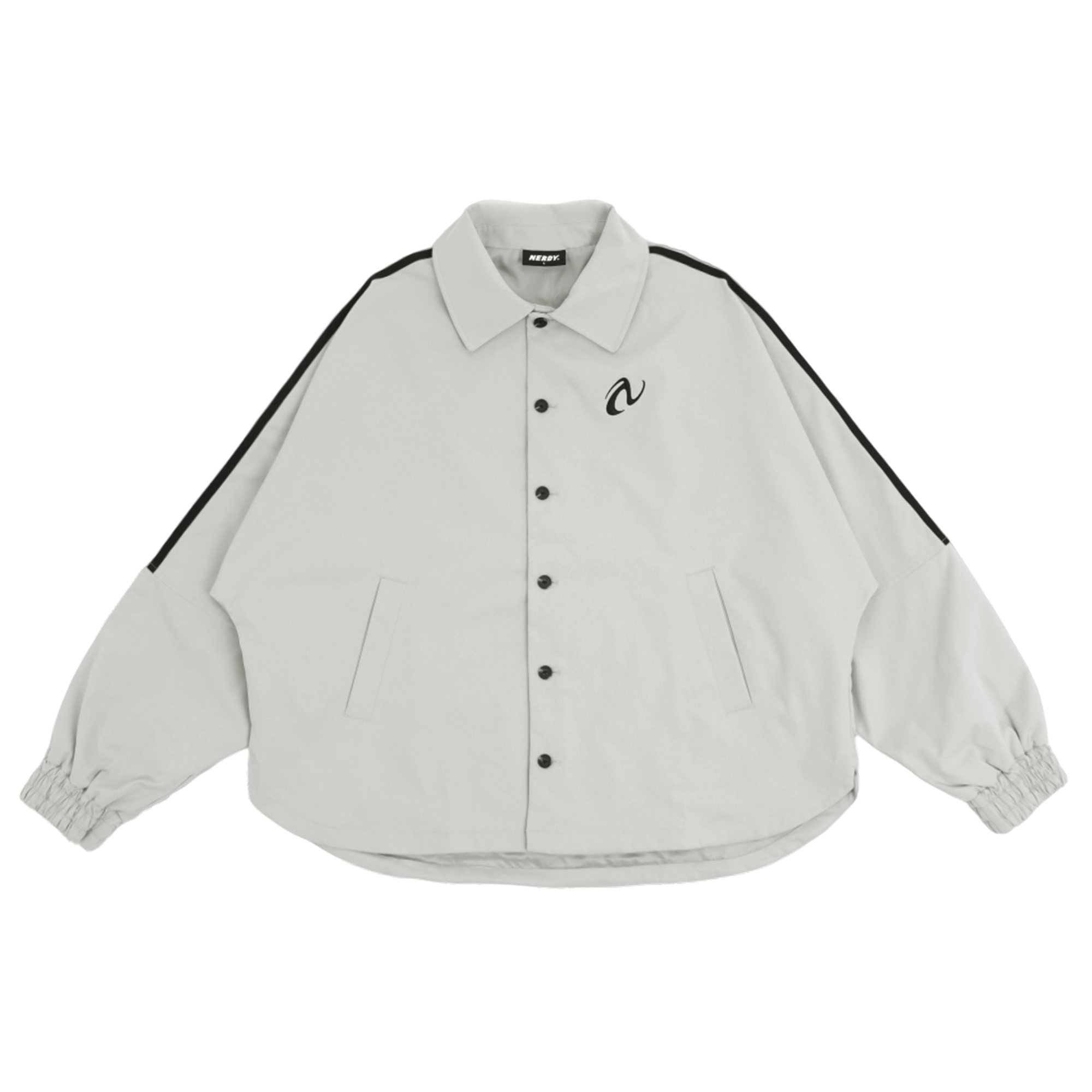 Nerdy SS24 Logo Single-Breasted Long Sleeve Jacket Unisex Light Gray PNES24SR3035