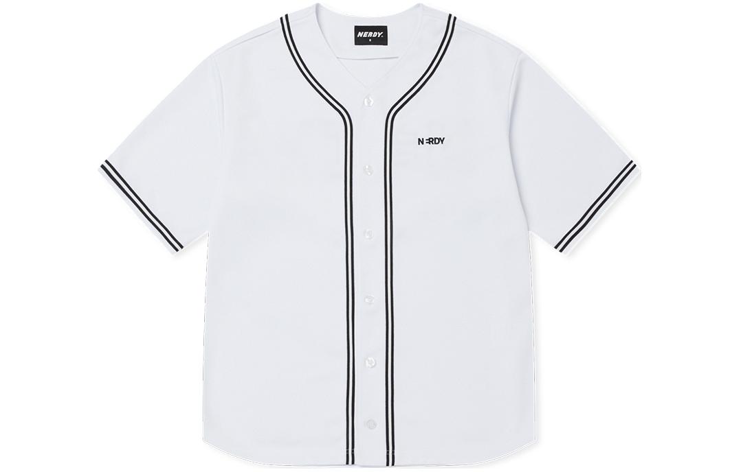 Nerdy SS24 Logo V-Neck Short Sleeve Jacket White PNEU24TR0700