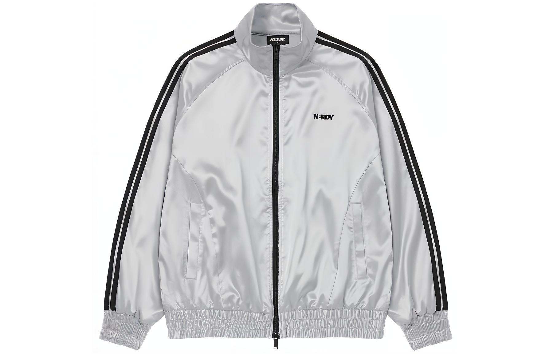 Nerdy SS24 Silver Logo Raglan Sleeve Stand Collar Jacket Men PNES24TR0418