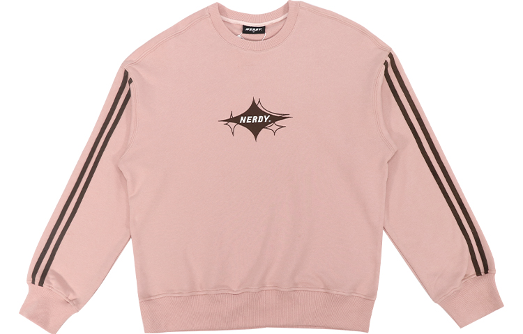 Nerdy Star Logo Striped Loose Fit Pullover Sweatshirt Pink Unisex. PNEC22KC1609