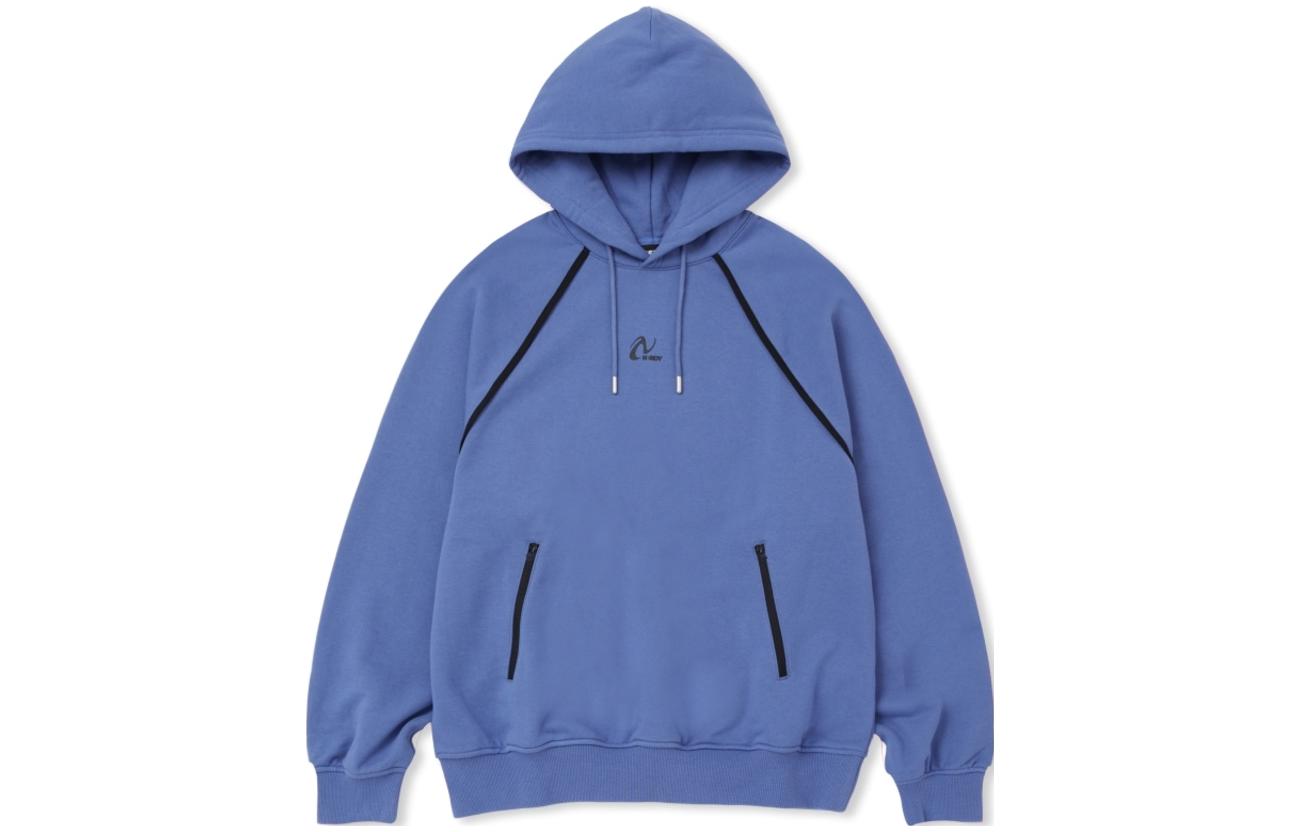 Nerdy Unisex Blue Hoodie with Contrast Logo Design. PNEF23HD0951