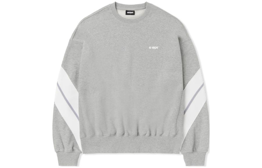 Nerdy Unisex Crewneck Colorblock Pullover Sweatshirt Grey PNES23KC5645