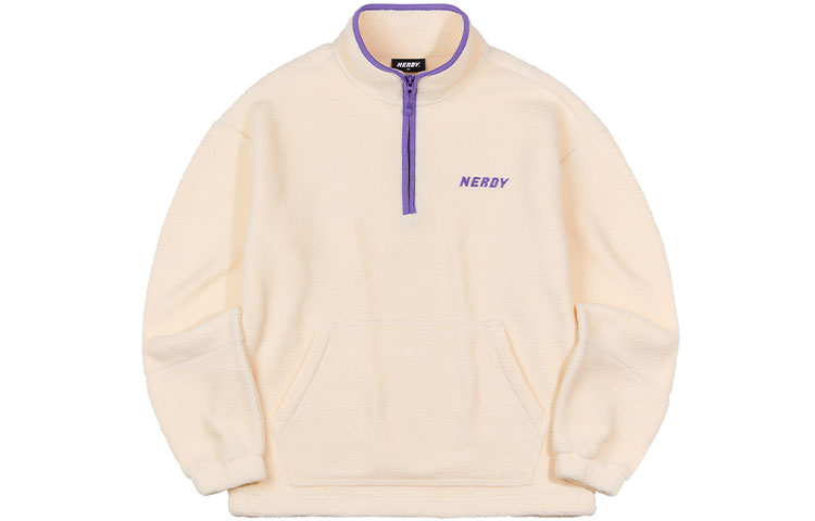 Nerdy Unisex Fleece Pullover Winter Sweatshirt Cream Color PNEW21KI05