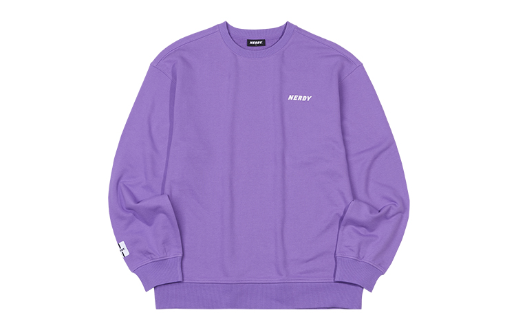 Nerdy Unisex Solid Color Casual Crewneck Sweatshirt Purple. PNEF20KC0717