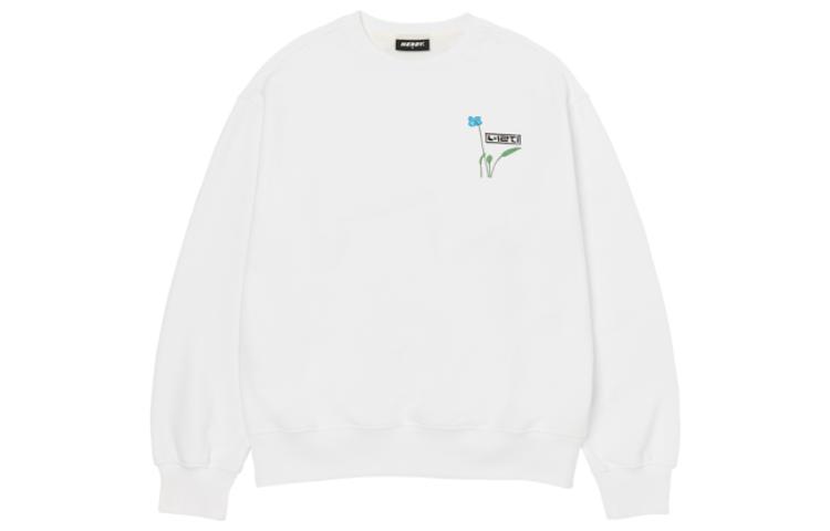 Nerdy Unisex White Crewneck Pullover Sweatshirt Casual Style PNEF22KC4200