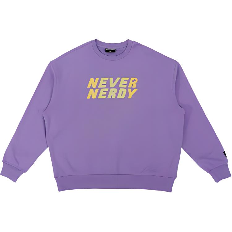 Nerdy x NEVER Letter Print Crewneck Pullover Sweatshirt Unisex Loose Fit PNEC21KC03