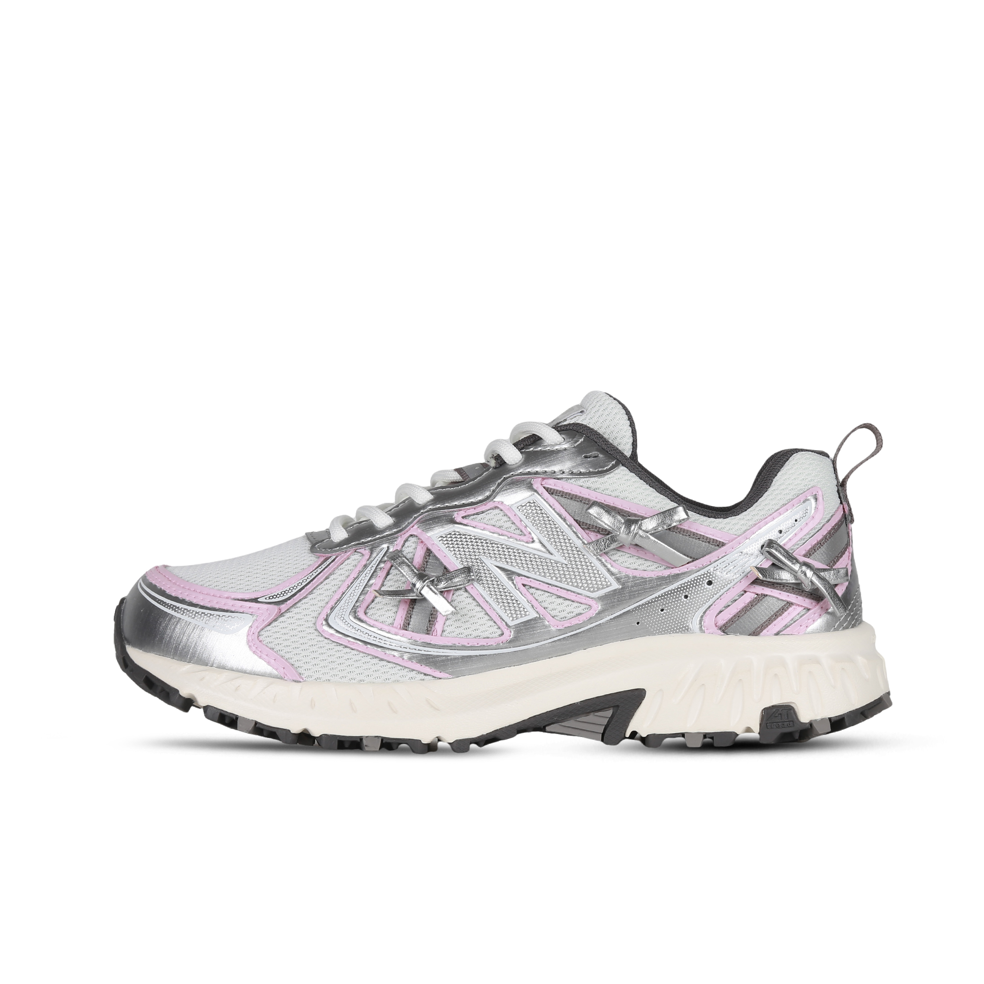 New Balance 410 Silver Pink Bow Y2K Retro Running Shoes Outdoor Slip-Resistant MT410KM5 (Team368 - Millennium Style for Men & Women)