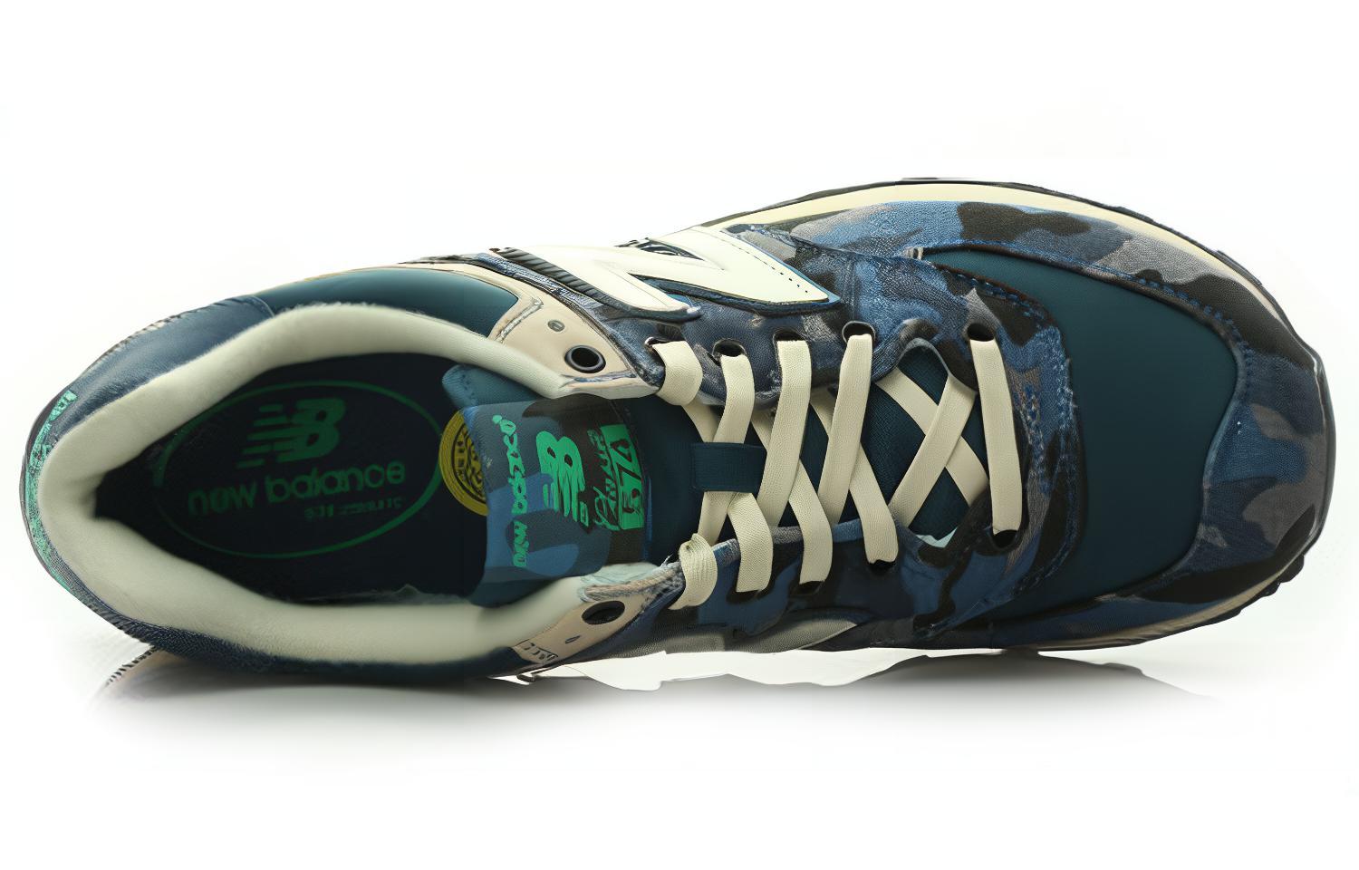 Lookbook New Balance 574系列 復古低幫跑步鞋 男女同款 藍色 迷彩色