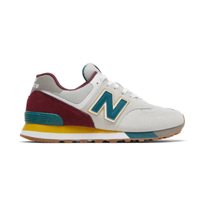 NB 574 'Grey Burgundy Teal Yellow'