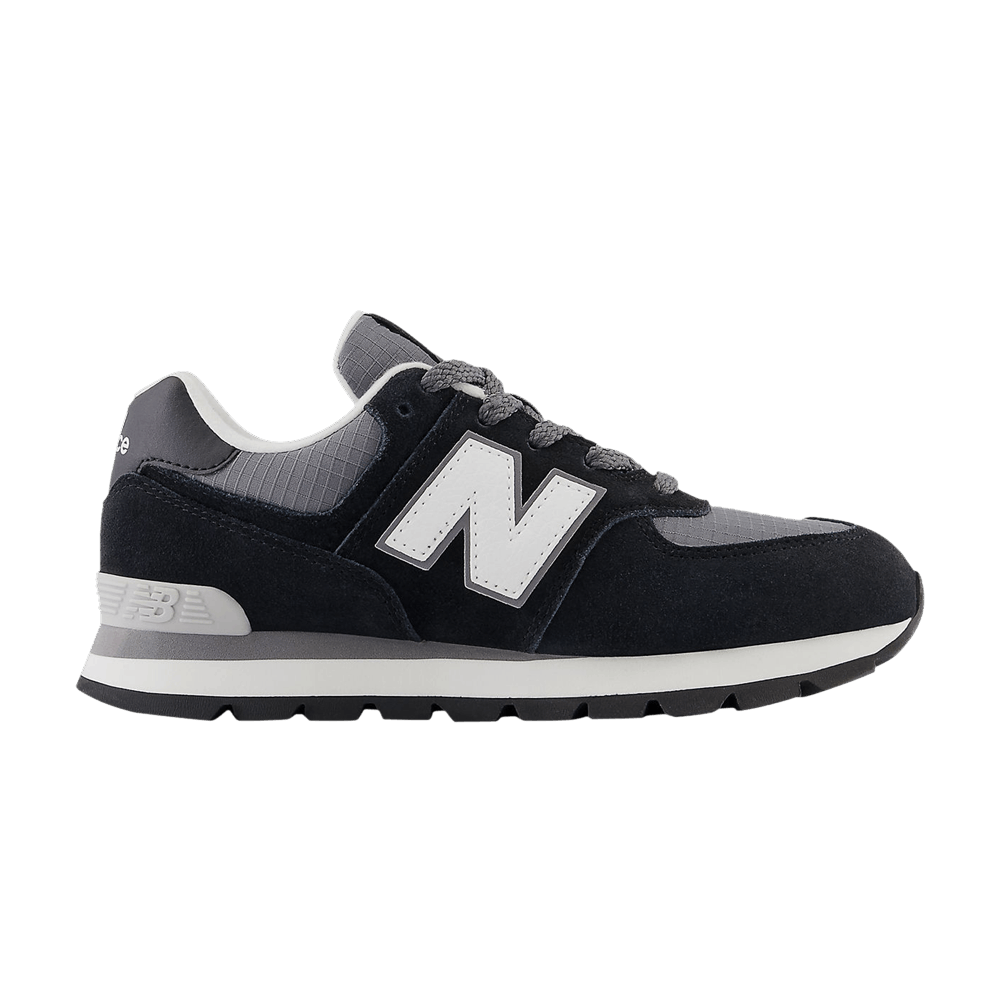(GS) NB 574 Big Kid Wide 'Black White'