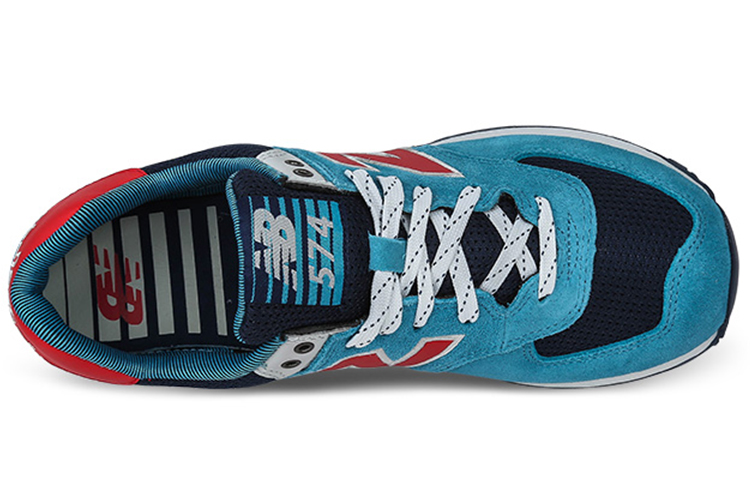 Lookbook New Balance NB 574 復古休閒 耐磨透氣 低幫 跑步鞋 男女性同款 藍紅色