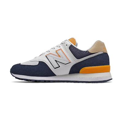 NB 574 White Navy Yellow