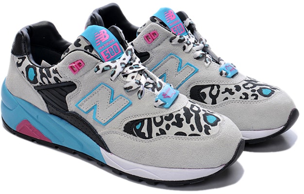 New Balance 580系列 舒適耐磨跑步鞋 男女同款 灰色 豹紋 Lookbook New Balance 580系列 舒適耐磨跑步鞋 男女同款 灰色 豹紋